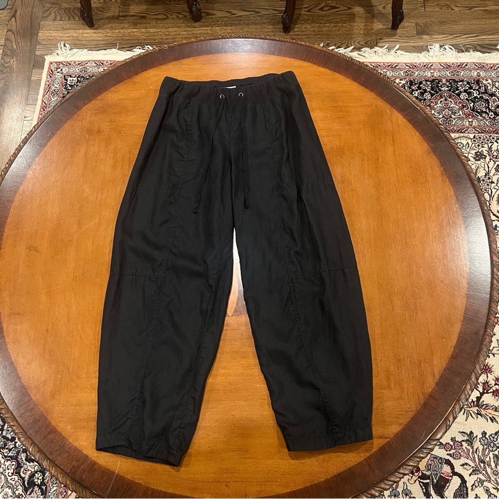 Eileen Fisher Women’s Slouchy Drawstring Pant Black Organic Cotton Small Pull-On - Picture 3 of 16